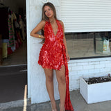 MISHA (Orange/red) Sapphire sequin mini