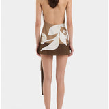 SIR THE LABEL (brown/white) Portia wrap halter mini