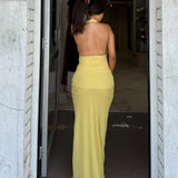 BEC AND BRIDGE (yellow) Cassis halter drape maxi