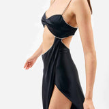 MICHAEL LO SORDO (black/diamonte) cut out gown