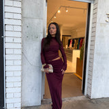 BENNI (wine/burgundy) Mable long sleeve midi