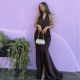 BEC AND BRIDGE (dark brown) Elisia wrap halter maxi