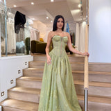 LIA STUBLLA (forest green) Trinity Lace Bustier Gown