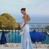 BUBISHLUXE (blue) Savannah Rosette silk flower gown