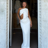 MISHA (white) Solstice one shoulder maxi