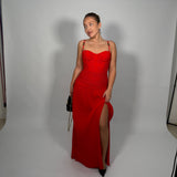 MANNING CARTELL (red) Double Time Pleat gown