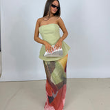 SHE IS OLLA (flower green) Marcelle strapless maxi
