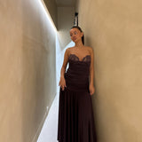 MAGDA BUTRYM (brown/purple) Crochet lace draped drop waist midi