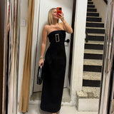 ONE OF OTHERS (black) Bea strapless belt maxi