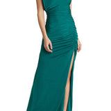 MISHA (emerald green) Chantria one shoulder gown