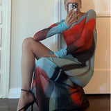 RAT AND BOA (blue/red) Santino floral long sleeve maxi