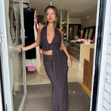 BEC AND BRIDGE (brown) Eva drape top/skirt set