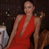 MISHA (red) Vanessa jersey halter maxi