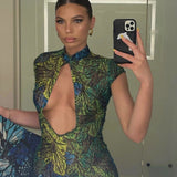 KIM SHUI (blue/green) Butterfly lace midi