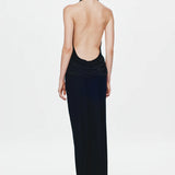 MISHA (black) Vanessa jersey halter maxi