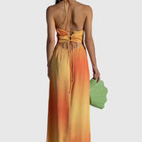 THE WOLF GANG (orange/yellow) Makena ombré silk midi