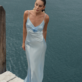 BUBISHLUXE (blue) Savannah Rosette silk flower gown