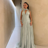 CUSTOM MADE (sage green) halter gown