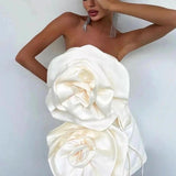 YOJANI BOUTIQUE (white) Elora strapless floral mini