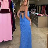 RAT AND BOA (blue) Antonie backless draped maxi