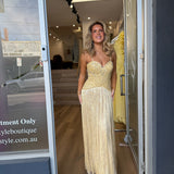 SAHARA (butter yellow) spaghetti strap gown