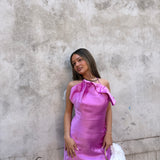 ACLER (purple) Abdie satin high neck mini