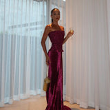 LIDEE (sangria plum glitter) Maya pleated gown