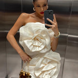 YOJANI BOUTIQUE (white) Elora strapless floral mini