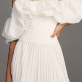 ACLER (white) Arahura Off-The-Shoulder Pleated Midi