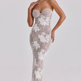 HOUSE OF CB (white lace) Luciene corset maxi