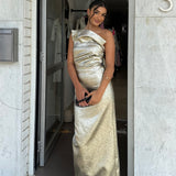 TOJHA (metallic champagne) Tacoma strapless gown