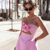 YOJANI BOUTQUE (pink) Valencia strapless flower mini