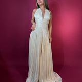 CUSTOM MADE (butter) halter gown