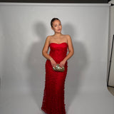 MANNING CARTELL (red) Enchantment flower strapless maxi