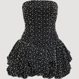 AJE (black/pearl) Regina bubble hem mini