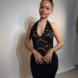 NOOKIE (black/lace) Lennox halter maxi