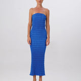 LIDEE (blue) Aurore crepe strapless midi