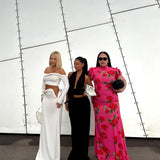 SELEZZA LONDON (white) Open neck longsleeve top / maxi skirt set