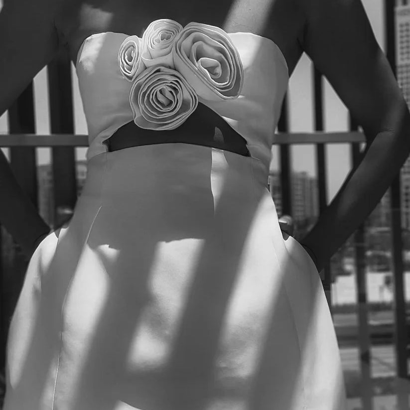YOJANI BOUTQUE (white) Valencia strapless flower mini