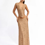 MIM AND BELL (gold) Tiana Lace top and skirt set