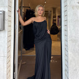 HEIRESS BEVERLY HILLS (black) Gathered drape corset gown