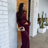 BENNI (wine/burgundy) Mable long sleeve midi