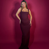 EFFIE KATS (wine) Marbella square neck gown
