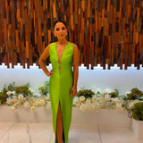RASARIO (lime green) Cutout satin maxi