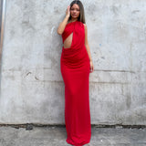 MISHA (red) Solstice one shoulder maxi