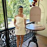 RACHEL GILBERT (white) Kace off shoulder bow mini