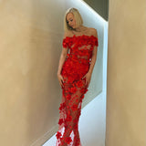 ALAMOUR THE LABEL (red) Florentina lace floral maxi