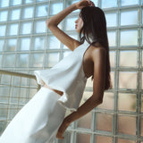ONE OF OTHERS (white) halter top and skirt set