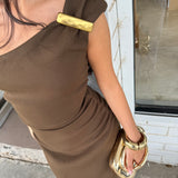 TOJHA (khaki chocolate) Emery one shoulder maxi
