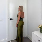 REFORMATION (olive/green) Jillian silk midi